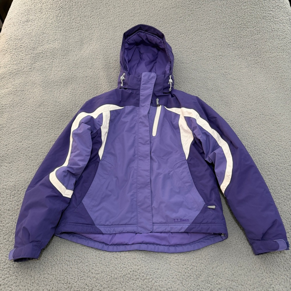 LL Bean Wildcat Ski Jacket Womens Medium Purple Insulated Hooded Winter Coat
